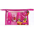 Idc Institute Fruit & Care Black Plum, Orange a Strawberry Cestovní set sprchový gel 70 ml + šampon 70 ml + tělové mléko 50 ml + peeling 50 ml + etue, kosmetická sada