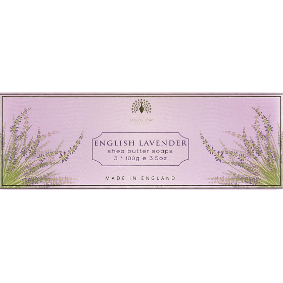 English Soap Angielska Lawenda naturalne perfumowane mydło z masłem shea 3 x 100 g