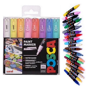 Posca Uniwersalny zestaw markerów akrylowych 0,7 - 1 mm Kolory pastelowe 8 sztuk PC-1M