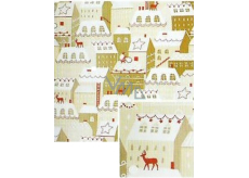 Nekupto Dárkový balicí papír w święta 70 x 200 cm Bężowy, domeczki