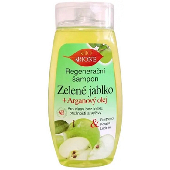 Bione Cosmetics Zielone jabłko regenerujący szampon do włosów bez blasku, elastyczności i odżywienia 260 ml