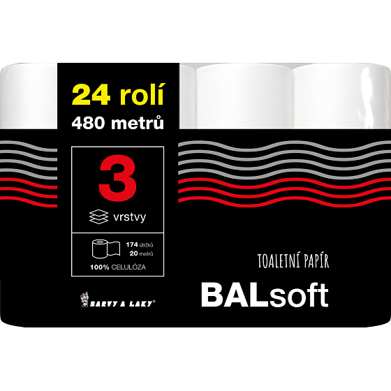 BALsoft 3-warstwowy papier toaletowy, 24 rolki, 20 m rolka