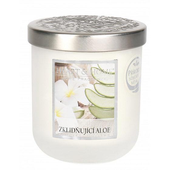 Heart & Home Zklidňující aloe Sojová vonná svíčka střední hoří až 30 hodin 110 g
