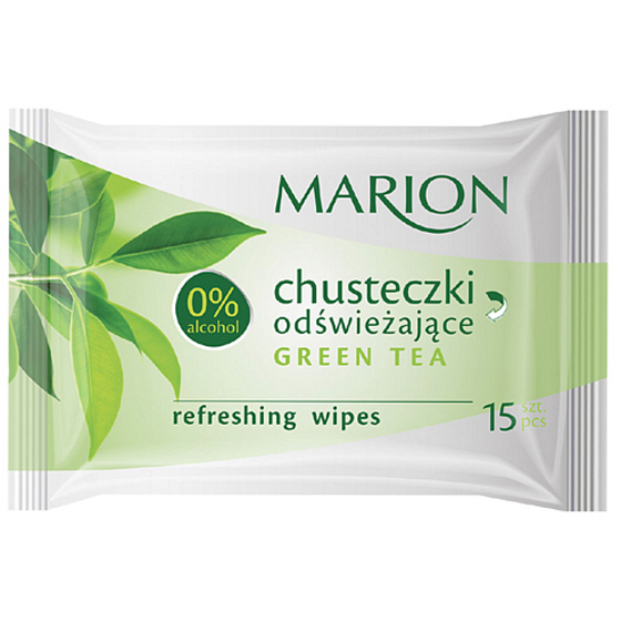 Marion Refreshing Green Tea osvěžující vlhčené ubrousky 15 kusů