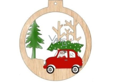 Albi Dřevěná vyřezávaná vánoční ozdoba Auto 9,5 x 8,5 cm