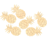 Ananas drewniany żółty 6 cm, 6 sztuk
