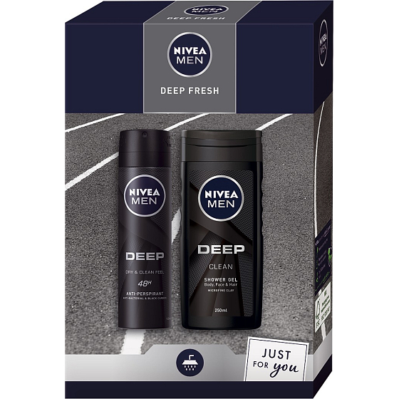 Nivea Men Deep Fresh antiperspirant deodorant sprej 150 ml + sprchový gel 250 ml, kosmetická sada pro muže