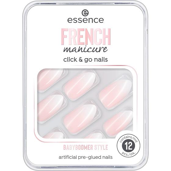 Essence French Manicure Click & Go Nails umělé nehty 02 Babyboomer Style 12 kusů