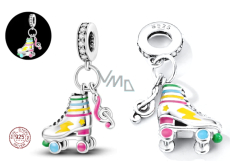 Charm Srebrny 925 Luminozny - Rolki z kluczem skrzypcowym, zawieszka na bransoletkę sport