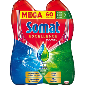 Somat Excellence Duo żel do zmywarki do naczyń, 2× 540 ml, 60 dawek