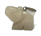 Achát jasny Słoń figurka naturalny kamień, ręcznie szlifowana figurka 1,8 x 2,5 x 8 mm, kamień stabilności