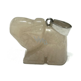 Achát jasny Słoń figurka naturalny kamień, ręcznie szlifowana figurka 1,8 x 2,5 x 8 mm, kamień stabilności