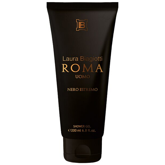 Laura Biagiotti Roma Uomo Nero Estremo Intense sprchový gel pro muže 200 ml – elegantní černý obal s luxusní vůní pro muže