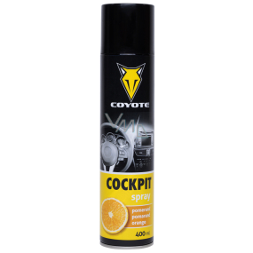 Coyote Cockpit Pomarańcz antystatyczny, czyści i pielęgnuje plastik, skórę, gumę, drewno, skórę ekologiczną w wnętrzu pojazdu 400 ml spray