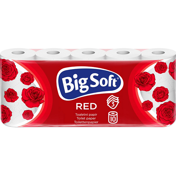 Big Soft Red 3-warstwowy papier toaletowy, 10 rolek, 17,6 m rolka