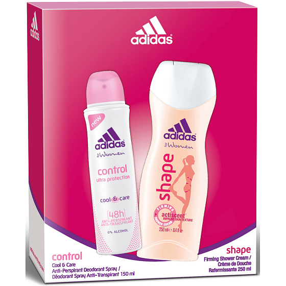 Adidas Control antiperspitant deodorant sprej pro ženy 150 ml + Shape sprchový gel 250 ml, kosmetická sada