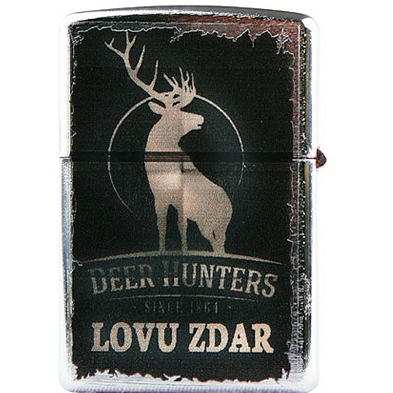 Bohemia Gifts Retro zapalovač kovový benzínový s potiskem Lovu zdar černý 5,5 x 3,5 x 1,2 cm