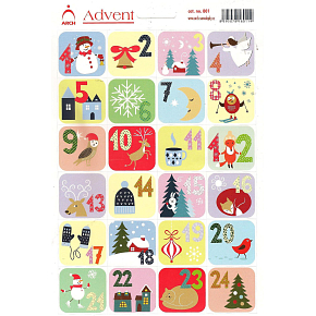 Arkus Advent naklejki kalendarz adwentowy 24 etykiety