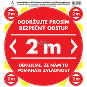 Arch Bezpečnostní a informační piktogramy Polep na podlahu Bezpečný odstup 2 m, červený 21 x 23 cm