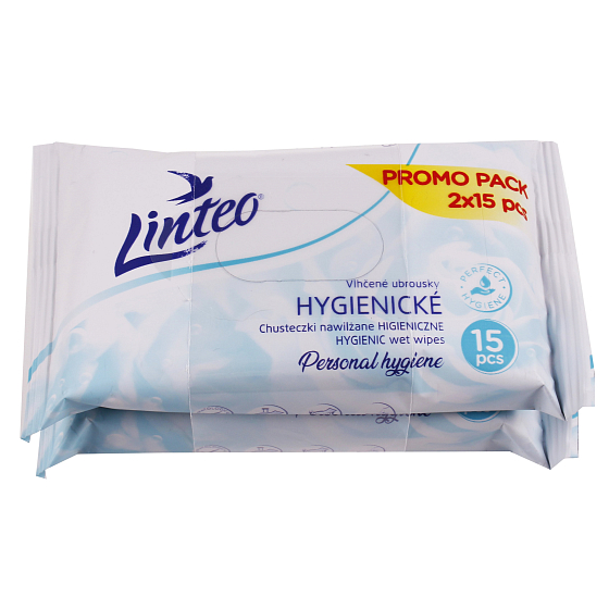 Linteo Ubrousky vlhčené hygienické pro denní potřebu 2 x 15 kusů