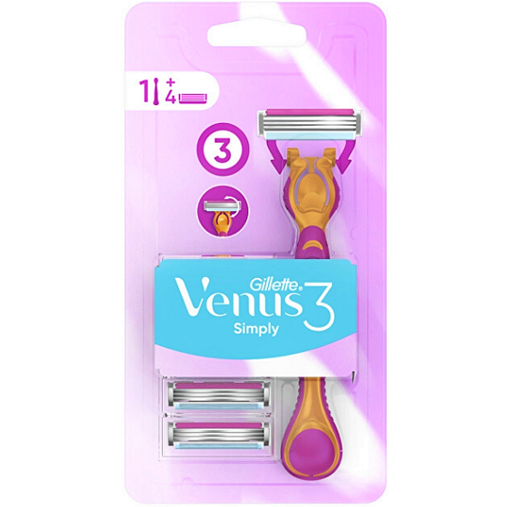 Gillette Venus Simply 3 maszynka do golenia z paskiem nawilżającym + 4 wymienne głowice dla kobiet