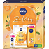 Nivea Zen Vibes Q10 Energy textilní pleťová maska 1 kus + Zen Vibes sprchový gel 250 ml + Zen Vibes kuličkový antiperspirant roll-on 50 ml, kosmetická sada pro ženy