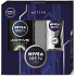 Nivea Men Active Clean sprchový gel 250 ml + Black & White Power antiperspirant sprej 150 ml + Men krém 30 ml, kosmetická sada