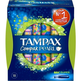 Tampax Compak Pearl Super dámské tampony s aplikátorem 18 kusů Tampax Compak Pearl Super dámské tampony s aplikátorem 18 kusů
