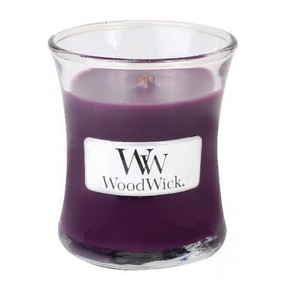 WoodWick Spiced Blackberry - Pikantní ostružina vonná svíčka s dřevěným knotem a víčkem sklo malá 85 g