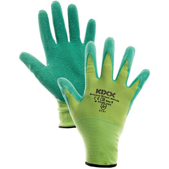 Kixx Groovy Green rękawice robocze z powłoką lateksową, rozmiar 8, GD900320