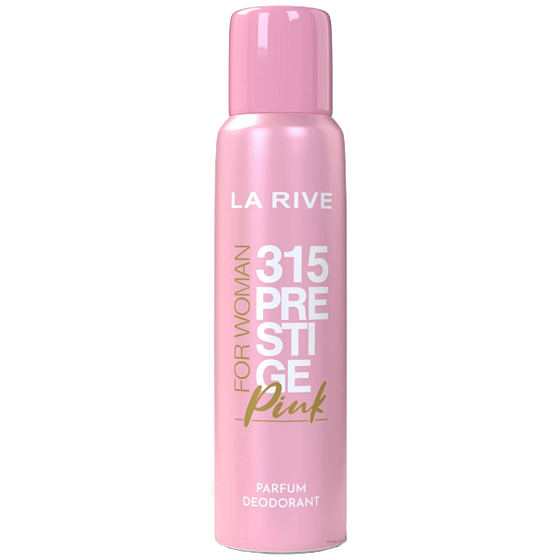 Deodorant La Rive 315 Prestige Pink pro ženy, 150 ml. Osvěžující a jemná vůně, která poskytuje dlouhotrvající ochranu proti nepříjemným pachům a zanechává pocit svěžesti po celý den.