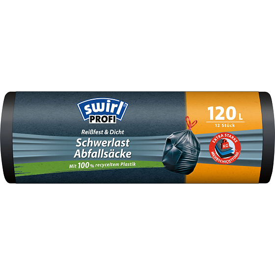 Swirl Profi worki na odpady ciężkie 120 l, 36 µ, 75 × 95 cm, 12 szt.