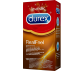 Durex Real Feel kondom pro přirozený pocit kůže na kůži nominální šířka: 56 mm nelatexové i pro alergiky 10 kusů