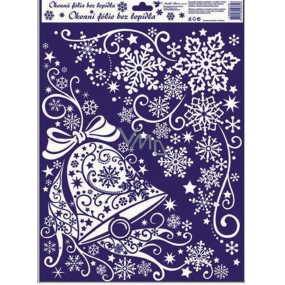 Okenní fólie bez lepidla rohová bílá jemná se zvonkem 42 x 30 cm