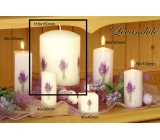 Lima Kwiat Lawenda aromatyczna świeczka biała z nadrukiem lawendy walec 110 x 150 mm 1 sztuka