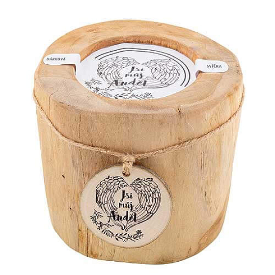 Bohemia Gifts Vonná svíčka v teakovém dřevě Jsi můj anděl 11 cm