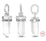 Zawieszka ze srebra próby 925 Biały amulet, wahadło imitacja kryształu, wisiorek do bransoletki