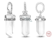 Zawieszka ze srebra próby 925 Biały amulet, wahadło imitacja kryształu, wisiorek do bransoletki