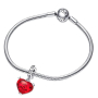 Zawieszka Srebrna 925 Disney Mickey i Minnie Mouse Murano Serce, Przewieszenie na Bransoletkę Miłość