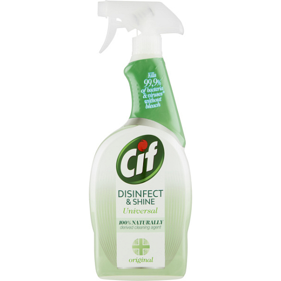 Cif Disinfect & Shine uniwersalny środek czyszczący spray 100 % Naturally 750 ml rozpylacz