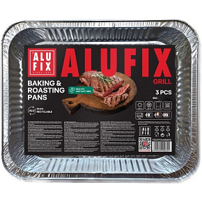 Alufix uniwersalne aluminiowe tacki do grillowania 32 x 26 x 4,5 cm, 3 sztuki
