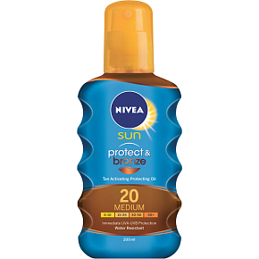 Nivea Sun Protect & bronze OF 20 olej do opalania wspierający brązowienie, 200 ml