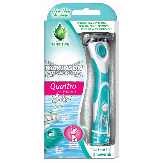Wilkinson Quattro for Woman Bikini holicí strojek a 1 náhradní hlavice