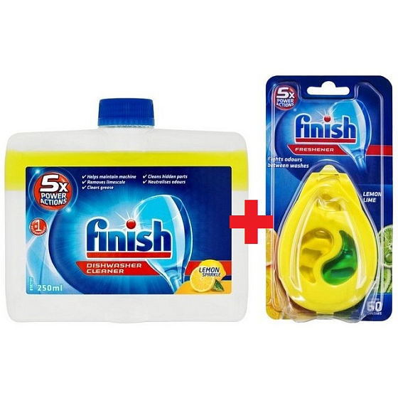 Finish Lemon čistič myčky 250 ml + Calgonit Finish Citron a Limeta osvěžovač do myčky 1 kus