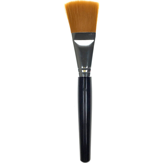 Kosmetický štětec na tvářenku rovný plochý oranžový vlas 18 cm