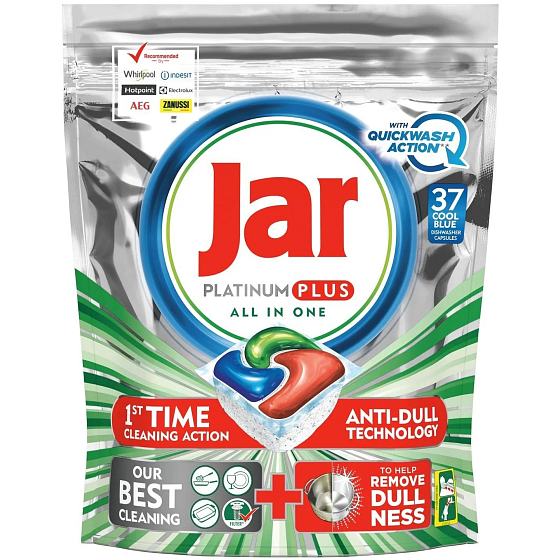 Jar Platinum Plus All in One Quickwash Action Cool Blue kapsle do myčky nádobí 37 kusů