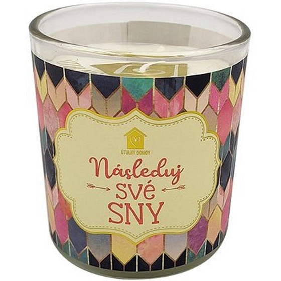 Nekupto Útulný domov Následuj své sny dárková vonná svíčka ve skle 9 x 9,5 cm