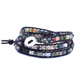 Achát Indyjski skórzany brązowy naszyjnik naturalny kamień ręcznie pleciony kulka 4 mm / 34 + 5 cm, zapinany, dostarczany z siłą i energią Achát Indyjski skórzany brązowy naszyjnik naturalny kamień ręcznie pleciony kulka 4 mm / 34 + 5 cm, zapinany, dostarczany z siłą i energią