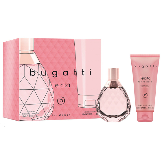 Bugatti Felicitá woda perfumowana 100 ml + żel pod prysznic 200 ml, zestaw prezentowy dla kobiet