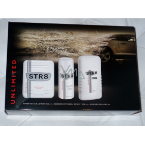 Str8 Unlimited voda po holení 50 ml + deodorant sprej 150 ml + sprchový gel 250 ml, kosmetická sada